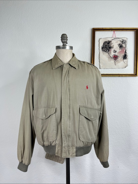 Polo Ralph Lauren Other - Polo Ralph Lauren Cotton Bomber Flap Pockets VTG Epaulets Oversized Jacket
